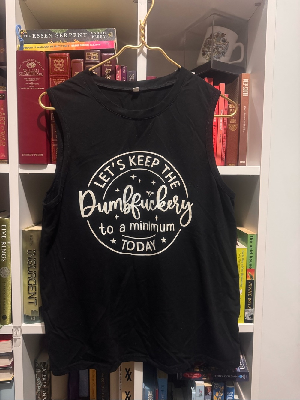 Women’s Black Graphic Muscle Tank – Keep the Dumbfuckery to a Minimum
